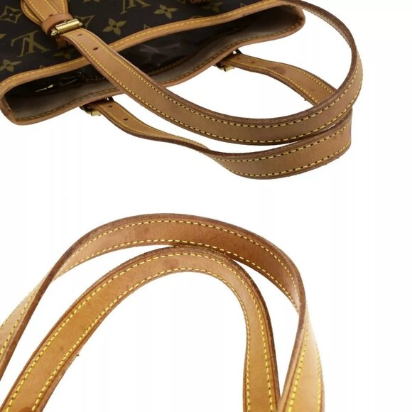 LOUIS VUITTON BUCKET PM Shoulder Tote Bag Monogram Leather Brown - Picture 14 of 16
